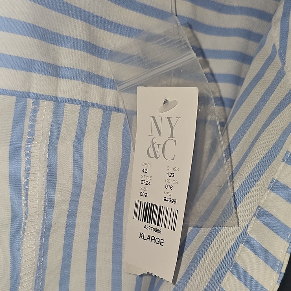 Zara Striped Blue and White Blouse with Ruffled Sleeves - Picture 10 of 10